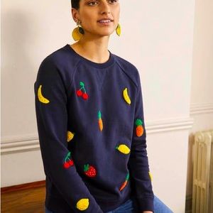 Boden boucle fruit cotton sweatshirt sweater embroidered Medium